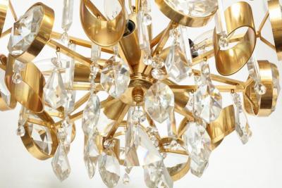 Ernest Palme Ernest Palme Faceted Crystal and Gilt Brass Chandelier