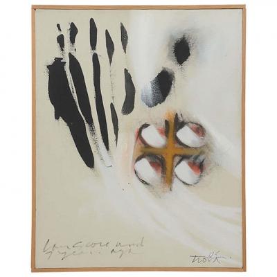 Ernest Tino Trova Modern Oil on Canvas Ernest Trova Four Score Seven Years Ago 1961