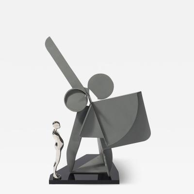 Ernest Tino Trova Post Modernist Sculpture signed Ernest Trova Profile Canto 83 in Matt Gray