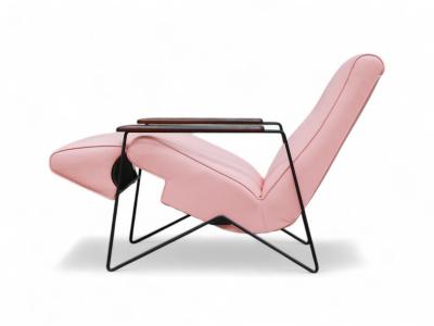 Ernesto Hauner Reclining Chair in Metal Hardwood Leather Ernesto Hauner 1960s Lot 340A