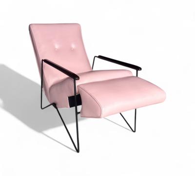 Ernesto Hauner Reclining Chair in Metal Hardwood Leather Ernesto Hauner 1960s Lot 340A