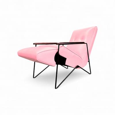 Ernesto Hauner Reclining Chair in Metal Hardwood Leather Ernesto Hauner 1960s Lot 340A