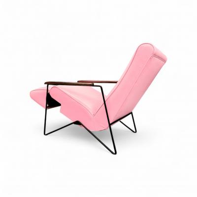 Ernesto Hauner Reclining Chair in Metal Hardwood Leather Ernesto Hauner 1960s Lot 340A