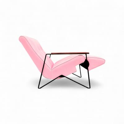 Ernesto Hauner Reclining Chair in Metal Hardwood Leather Ernesto Hauner 1960s Lot 340A