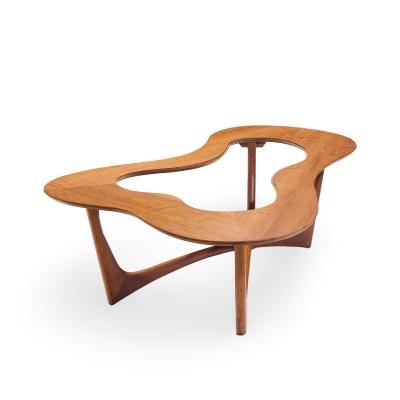 Erno Fabry Erno Fabry Mid Century Walnut and Glass Biomorphic Coffee Table