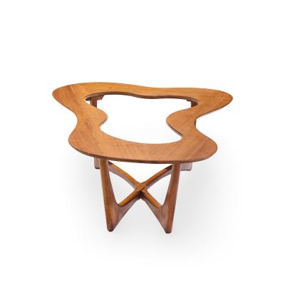 Erno Fabry Erno Fabry Mid Century Walnut and Glass Biomorphic Coffee Table
