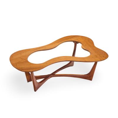 Erno Fabry Erno Fabry Mid Century Walnut and Glass Biomorphic Coffee Table