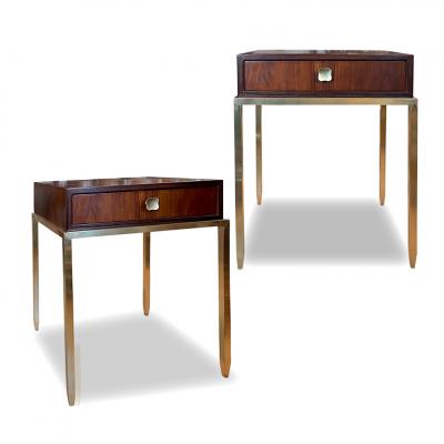Ernst K hn Pair of Nightstands Side Tables in Brass and Rosewood by Ernst Kuhn