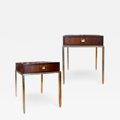 Ernst K hn Pair of Nightstands Side Tables in Brass and Rosewood by Ernst Kuhn