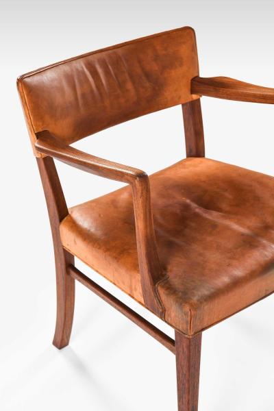 Ernst K hn Teak Leather Brass Armchair Attributed to Ernst K hn 1940s