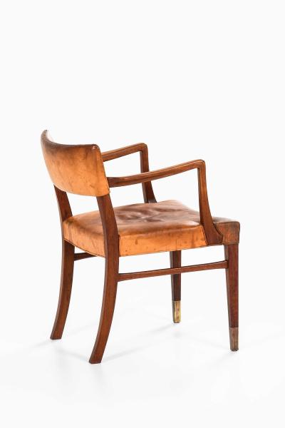 Ernst K hn Teak Leather Brass Armchair Attributed to Ernst K hn 1940s