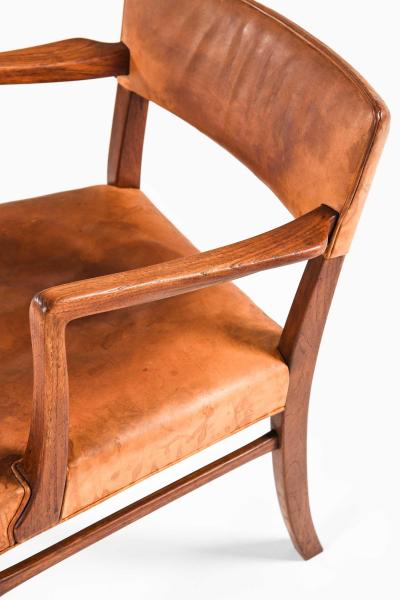 Ernst K hn Teak Leather Brass Armchair Attributed to Ernst K hn 1940s