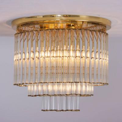 Ernst Palme Glass and Brass Flush Mount Fixture by Ernst Palme in the Manner of Venini