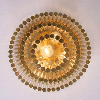 Ernst Palme Glass and Brass Flush Mount Fixture by Ernst Palme in the Manner of Venini