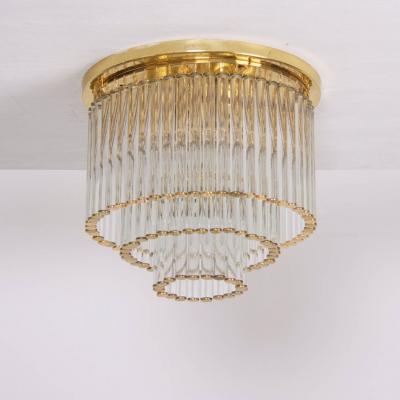Ernst Palme Glass and Brass Flush Mount Fixture by Ernst Palme in the Manner of Venini