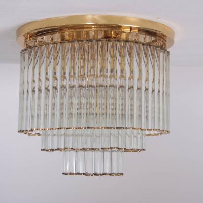 Ernst Palme Glass and Brass Flush Mount Fixture by Ernst Palme in the Manner of Venini