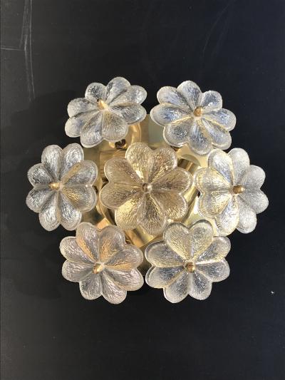 Ernst Palme Small Ernst Palme Floral Glass Sconce Flush Mount