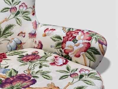 Ernst Schwadron Ernst Schwadron Style Mahogany Fabric Organic Lounge Chairs USA 1960s