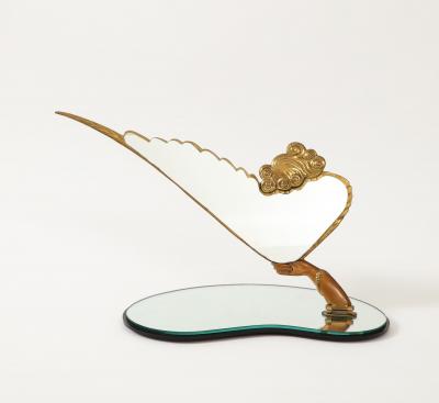 Erte Coquette Bronze and Glass Boudoir Vanity Mirror