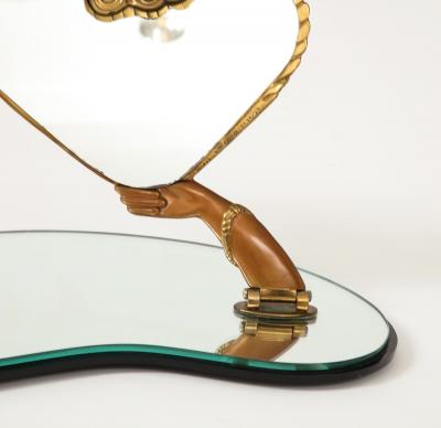 Erte Coquette Bronze and Glass Boudoir Vanity Mirror