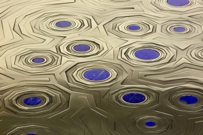 Erwan Boulloud Brass Mosaic W Lapis Lazuli Black Steel Echo Coffee Table by Erwan Boulloud
