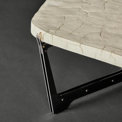 Erwan Boulloud Pentagonal White Concrete Black Steel Brass Coffee Table by Erwan Boulloud