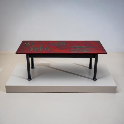 Erwin Walter Burger Coffee Table with Red Enamel Top by Erwin Walter Burger 1909 1982 Italy