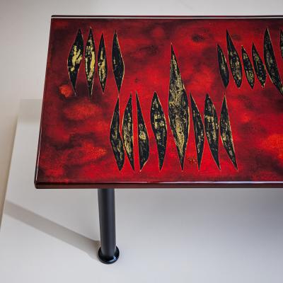 Erwin Walter Burger Coffee Table with Red Enamel Top by Erwin Walter Burger 1909 1982 Italy