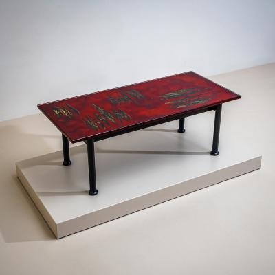 Erwin Walter Burger Coffee Table with Red Enamel Top by Erwin Walter Burger 1909 1982 Italy