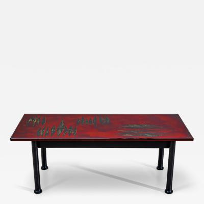 Erwin Walter Burger Coffee Table with Red Enamel Top by Erwin Walter Burger 1909 1982 Italy