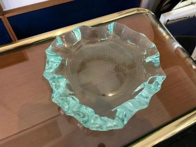 Erwin Walter Burger Scalpellato Italian Glass Dish by Fontana Arte