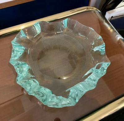 Erwin Walter Burger Scalpellato Italian Glass Dish by Fontana Arte