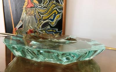 Erwin Walter Burger Scalpellato Italian Glass Dish by Fontana Arte