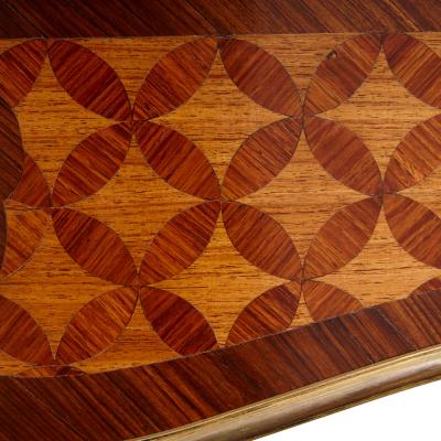 Escalier de Cristal Antique Louis XV Style Ormolu Mounted Marble and Parquetry Table by L Escalier