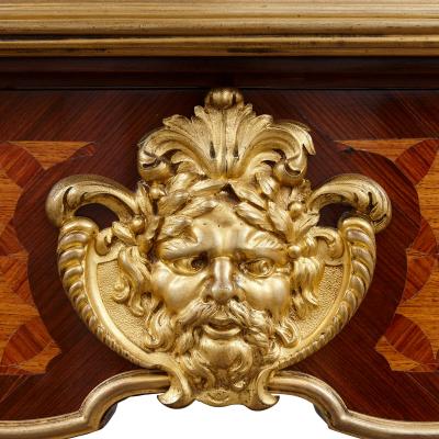 Escalier de Cristal Antique Louis XV Style Ormolu Mounted Marble and Parquetry Table by L Escalier