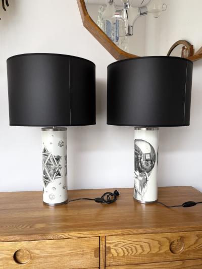 Escher Pair of Lamps Black and White MC Maurits Cornelis Escher Italy 1980s