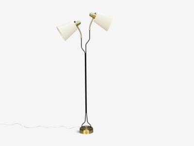 Eskilstuna Elektrofabrik Floor Lamp Laqcuered Metal Brass Sweden 1950s