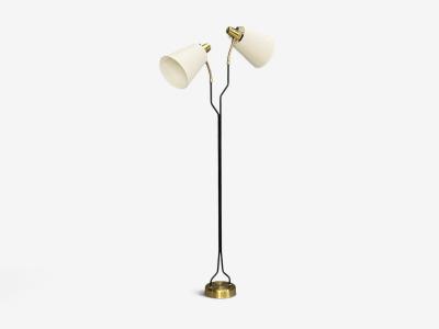 Eskilstuna Elektrofabrik Floor Lamp Laqcuered Metal Brass Sweden 1950s