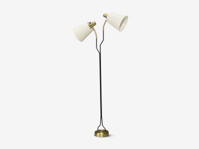 Eskilstuna Elektrofabrik Floor Lamp Laqcuered Metal Brass Sweden 1950s