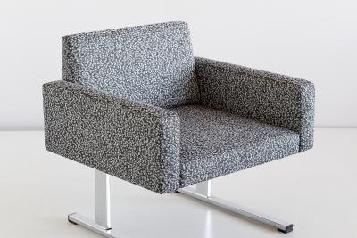 Esko Pajamies Pair of Esko Pajamies Lounge Chairs in Raf Simons Fabric Merva Finland 1960s