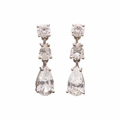 Estate 14k Diamond Dangling Earrings 2 62ctw