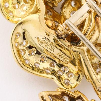 Estate 3 Carat Diamond Encrusted Rose Brooch in 18kt Gold