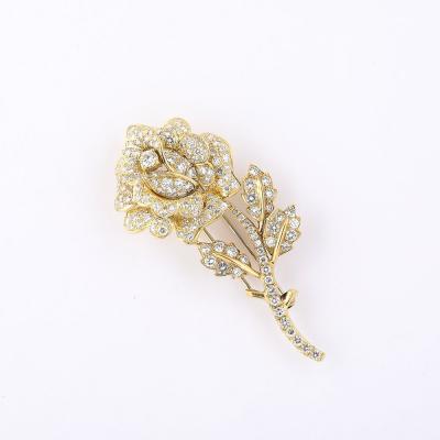 Estate 3 Carat Diamond Encrusted Rose Brooch in 18kt Gold