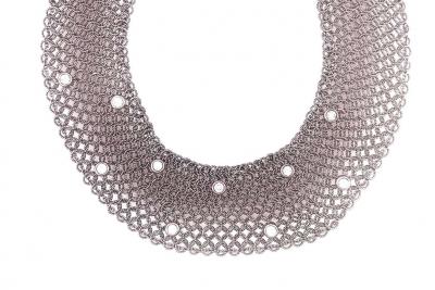 Estate Art Deco Style 18 Karat White Gold and Diamond Mesh Necklace