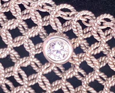 Estate Art Deco Style 18 Karat White Gold and Diamond Mesh Necklace