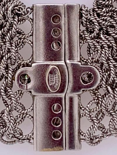 Estate Art Deco Style 18 Karat White Gold and Diamond Mesh Necklace