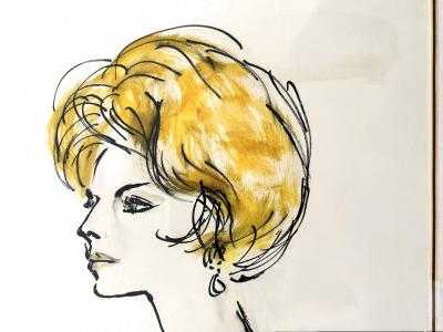 Esther Larson Portrait of Grace Mirabella Mid Century Fashion Illustration