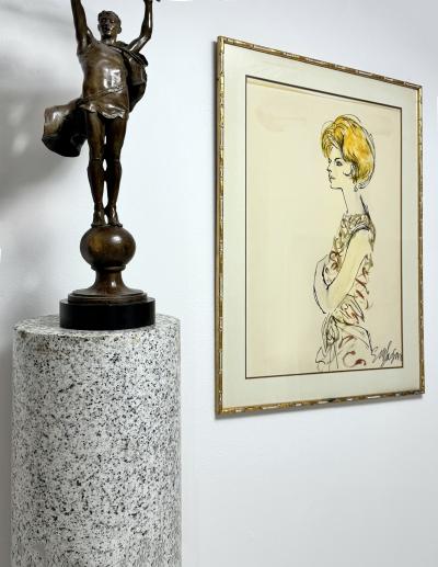 Esther Larson Portrait of Grace Mirabella Mid Century Fashion Illustration