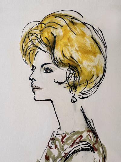 Esther Larson Portrait of Grace Mirabella Mid Century Fashion Illustration