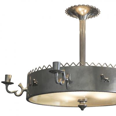 Estrid Ericson Art Deco nickel Plated chandelier by Estrid Ericson and Anna Petrus